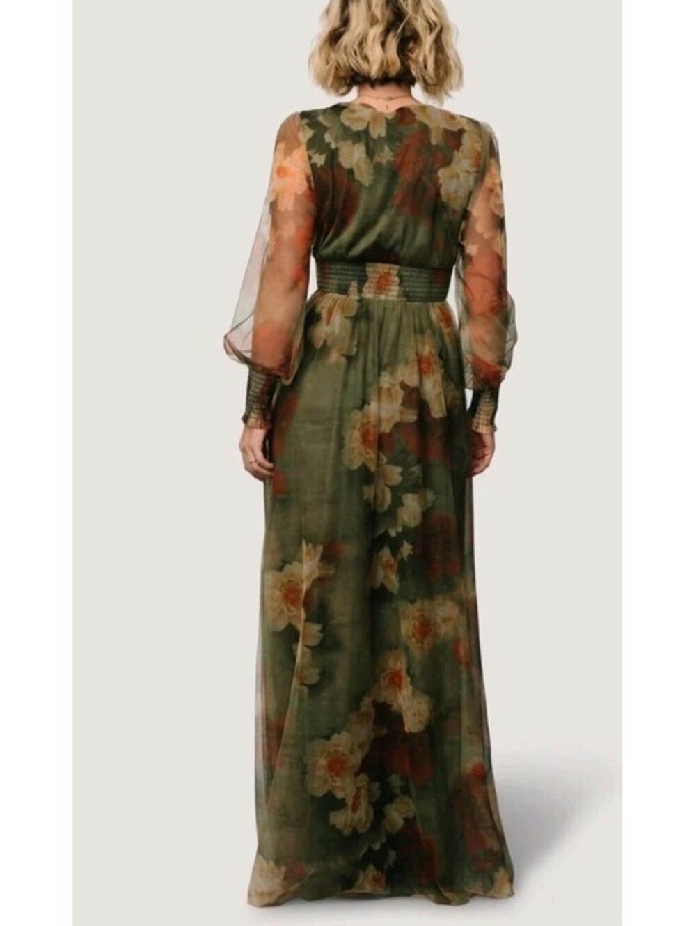 NWT Baltic Born Rustic Green Floral Layla Tulle Maxi Dress M Wedding Bridesmaid - Picture 3 of 11